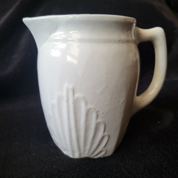 Vintage Stoneware Pitcher, Small White Jug, Cottagecore, Farmhouse, Shabby Chic - Picture 3 of 7